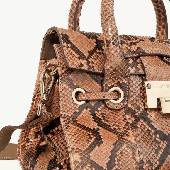 Jimmy Choo Rosalie Tan Python Flap Satchel - Picture 8 of 14